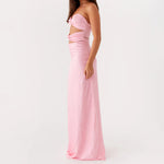 Women's Fashion Elegant Hollow Out Tube Dress Strapless Twist Front Solid Color Bodycon Summer Party Club Long Dresses