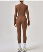 Women's Jumpsuits One-Piece Suit Yoga Set Zipper Long Sleeve Gym Push Up Workout Clothes Fitness Bodysuit Sportswear Tracksuit