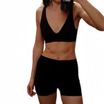 Women Seamless Bra And Panties Set Female Sport V-neck Unlined Bra High Rise Shorts Stretchy Underwear Sexy Lingerie Set