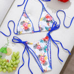 DEKA Brazilian Lace-Up Micro Retro blue printed Bikini Set Women Swimsuit TrendThong Bikini Beach Wear Female Swimwear Woman