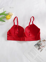 Hot selling Sexy Women's New Year bra lace gathering big red festive hot sexy lingerie Push Up brassiere J2475
