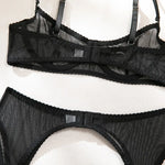 Toucheart Erotic Lingerie Comfortable Mesh Sexy Body Shaping Ultra-thin See-through Sexy Underwear Four-piece Set with Stockings