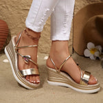 Women's Wedges Sandals Luxury Platform Slippers Sexy 2026 Women Shoes Shiny High Heels Women Beach Shoes