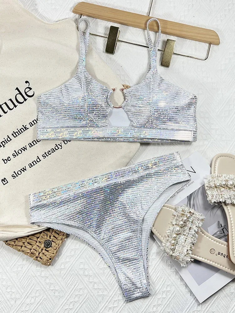SnakeSkin Female Swimsuit High Waist Bikini Women Swimwear Two-pieces Bikini Set Hollow Out Bathing Suit Swim Wear Beachwear