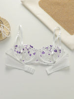Beautiful flower embroidered bra, transparent sexy underwear with adjustable shoulder straps MR2956