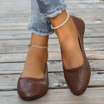 Women's Handmade Weaving Hollow Mesh Flat Shoes Lightweight Breathable Ballet Flats Summer Soft Comfortable Beach Sandals