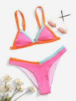 ZTVitality Contrast Binding Triangle Women's Swimsuit High Cut Sexy Bikini 2022 New Arrival Biquini Padded Bra Push Up Swimwear