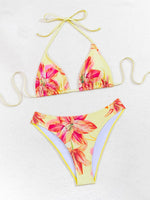 2025 New Women's Black Ground White Dot Printed Swimsuit Halter Neck Low Waist Bikini Set For Summer Female Swimwear Brazilian