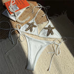 Rhinestone Starfish White Swimwear Halter String Triangle Micro Bikini Thong Sexy Swimsuit Women Bikinis Sets Mujer 2026 Bather