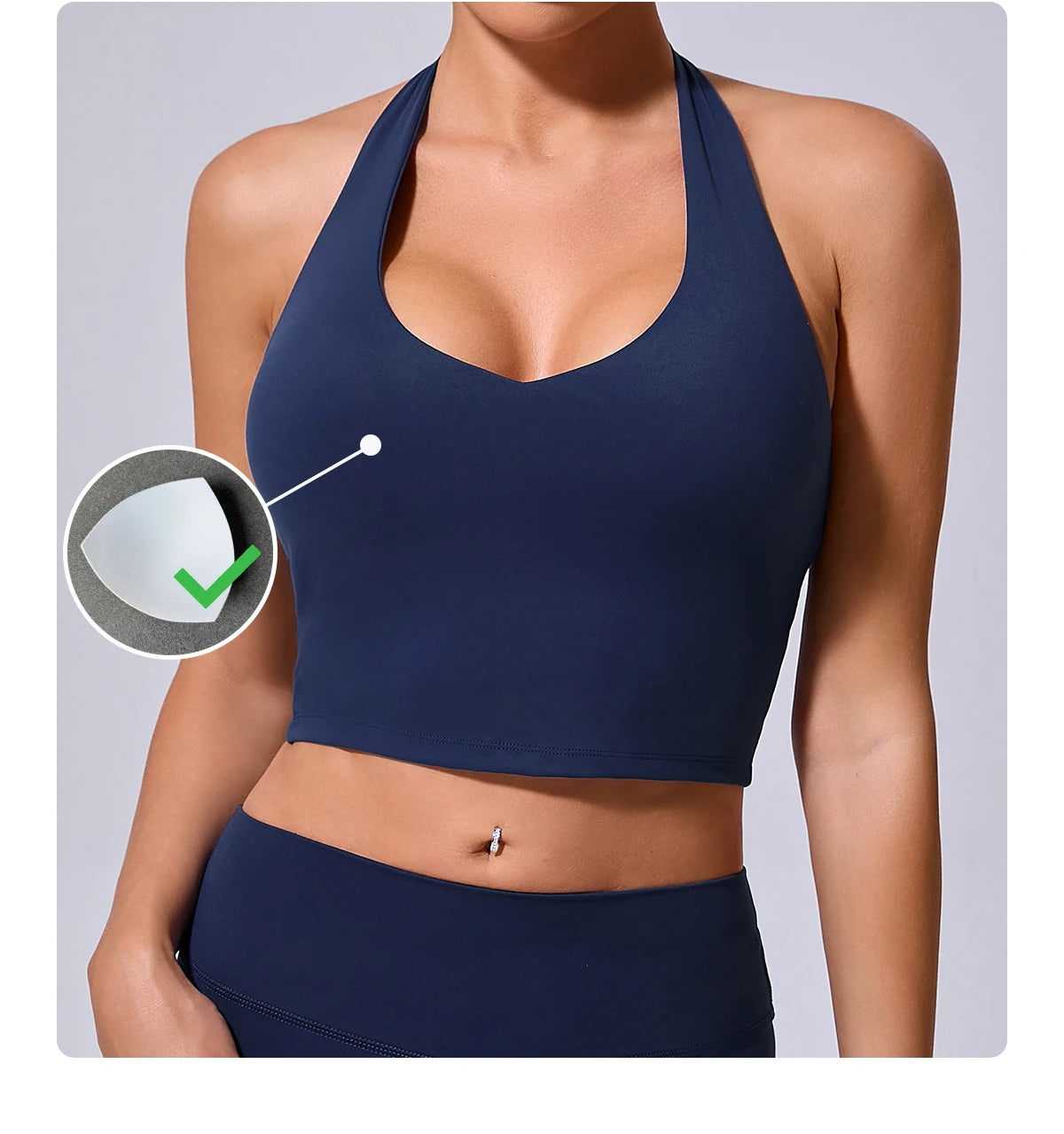 Ladies Sports Bra Sexy Hanging Neck High Support Impact Yoga Underwear Running Fitness Gym Push Up Workout Bra Padded Bralette