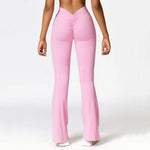 V-shaped Hip Yoga Pants Flare Leggings Women High Waist Wide Leg Pants Women Gym Fitness Sports Flared Pant Dance Trousers