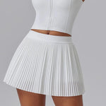 Women's Fitness Pants Skirt Accordion Pleated Design Anti-Light Leak Fake Two-Piece Set 2025 New Style