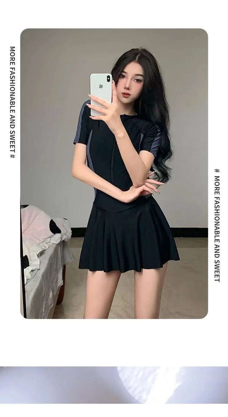 Female One-piece Conservative Student Dress Slimming Ins Sporty Super Fairy Hot Spring Swimsuit