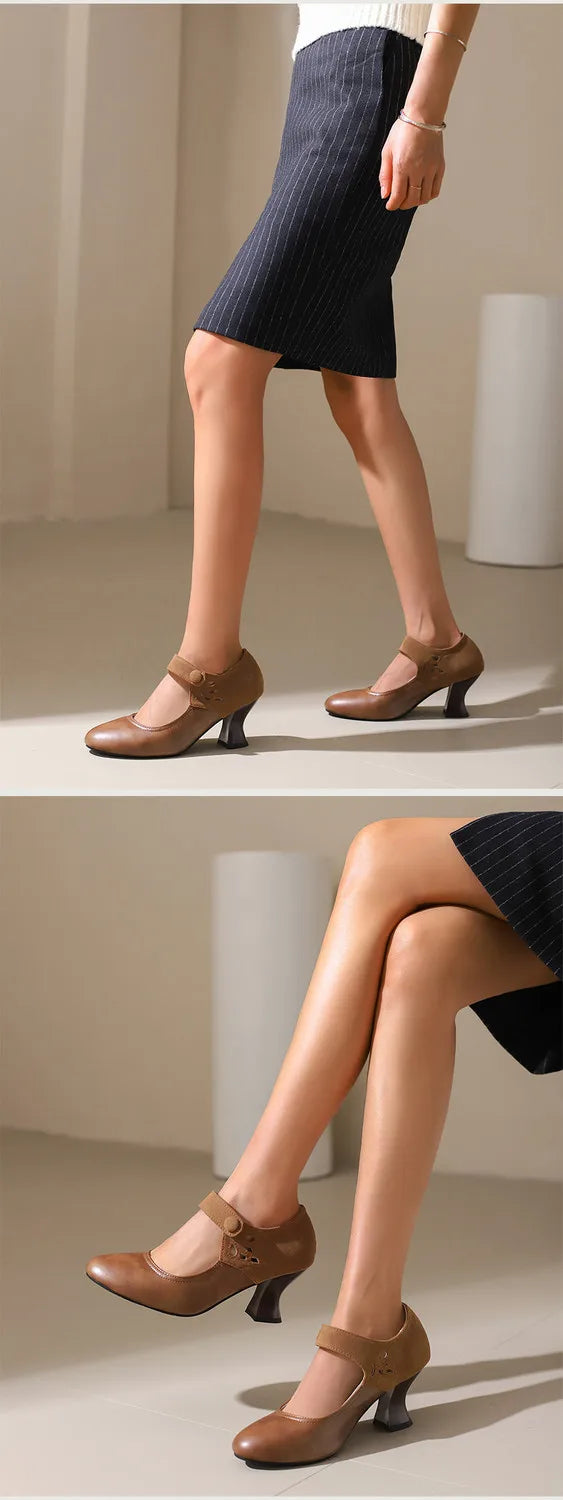 Summer Spring Cute Women Pumps Round Toe 6.5cm Small Heels Flock and PU Ankle Strap Buckle Green Yellow Big Size 46 48