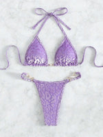 S- XL Leopard Halter Mini Micro Thong Bikini Women Swimwear Female Swimsuit Two-pieces Bikini Set Bather Bathing Suit Swim V5207