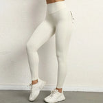 Women's Seamless Yoga Leggings Pants Sports Fitness Peach Hip-lifting Workwear Pocket Tight Trousers Workout Gym Leggings