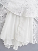 Foridol White Beach Summer Dress Women Backless Cotton Lace Short Autumn Sundress Women Clothing Halter A-line Pleated Dress