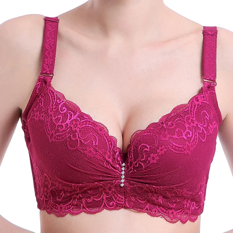 Plus Size Female Lace Bra Thin Bralette 80-105 C/D Cup Push Up Brassiere Widening Side 4-Row Button Bras Absorbs Sweat Underwear