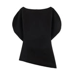Women's Fashionable Elegant Versatile Puff Sleeve Top Women Boat Neck Puff Sleeve Hem Blouse Solid Color Slim Fit Top ASH4