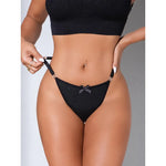 1pcs Low-Rise Sexy Women G-string Solid Bow Decor Elegant Women's Underwear Sexy Lingerie Comfortable Breathable Lady Thongs