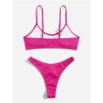 Ribbed High Leg Cut Bikini Female Swimsuit Women Swimwear Two-Pieces Bikini Set Brazilian Padded Bather Bathing Suit Swim V7126
