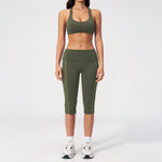 Summer Color Blocked Yoga Sets Women Slim Sports Bra High Waist Pants Fitness Suits Outwear Gym Running Push Up Workout Clothes