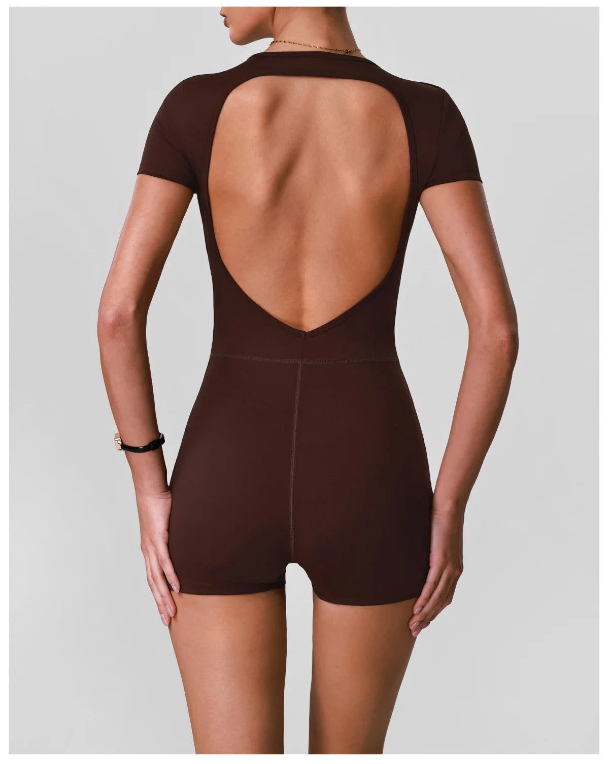 Butt Lifting One Piece Body Shaping Yoga Jumpsuit Women Short Sleeve Hollow Out Backless Bodycon Shorts Sports Suit Workout Wear