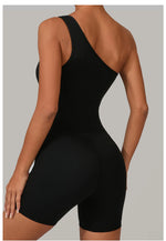 One Shoulder Women Sports Jumpsuit Sleeveless Yoga Rompers Backless Sportswear Women Workout One Piece Bodysuits Female
