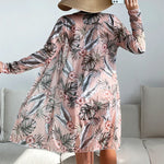 New Women's 3 Pieces Swimsuit Allover Print Tankini+Long Gauze Coat Cover-Up Swimwear High Waist Shorts Bathing Suit Beachwear
