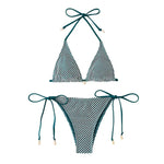 2Pcs/Set Women Bikini Set Chest Pad Push Up Halter Neck Bra Adjustable Side Straps Swimming Briefs Set Lady Mesh Summer Swimwear