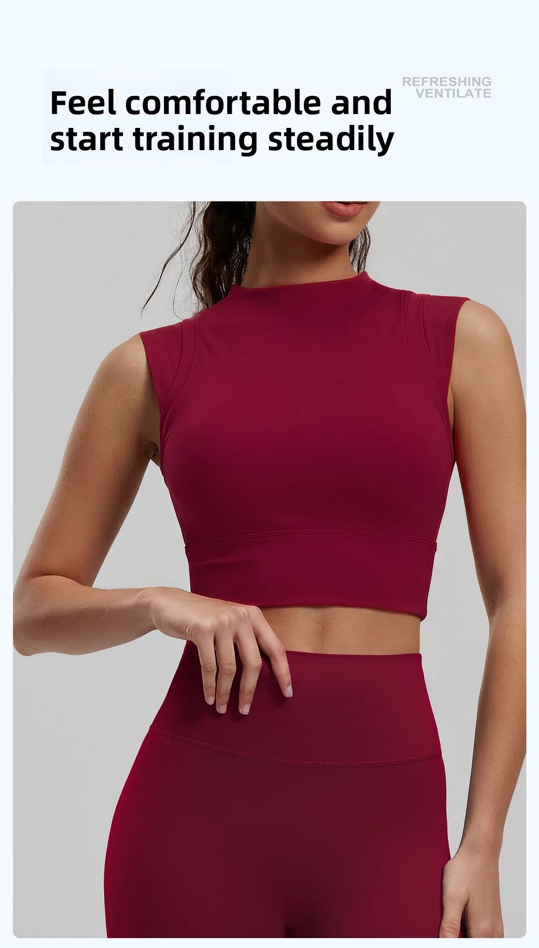 Women's Yoga Tank Top Highly Stretchy, Slightly High-Neck Sports Bra with Built-In Cups Lifts and Shapes The Bust Sexy Fitness