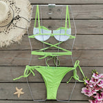 2024 Sexy Pleats Bikinis Set Micro Bikini Women Halter Swimwear High Cut Swimsuit Brazilian Biquini Beachwear Bathing Suit
