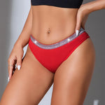 Low-rise Shiny Sexy Women's Panties Hollow Out Ribbed Lady Briefs Breathable Sexy Lingerie Heart Decor Elegant Female Underwear