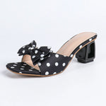 Vintage Polka Dot Bow Tie Platform Sandals with Open Toes - Women's Summer New Style. Suitable for Wearing with Dresses.5.5CM