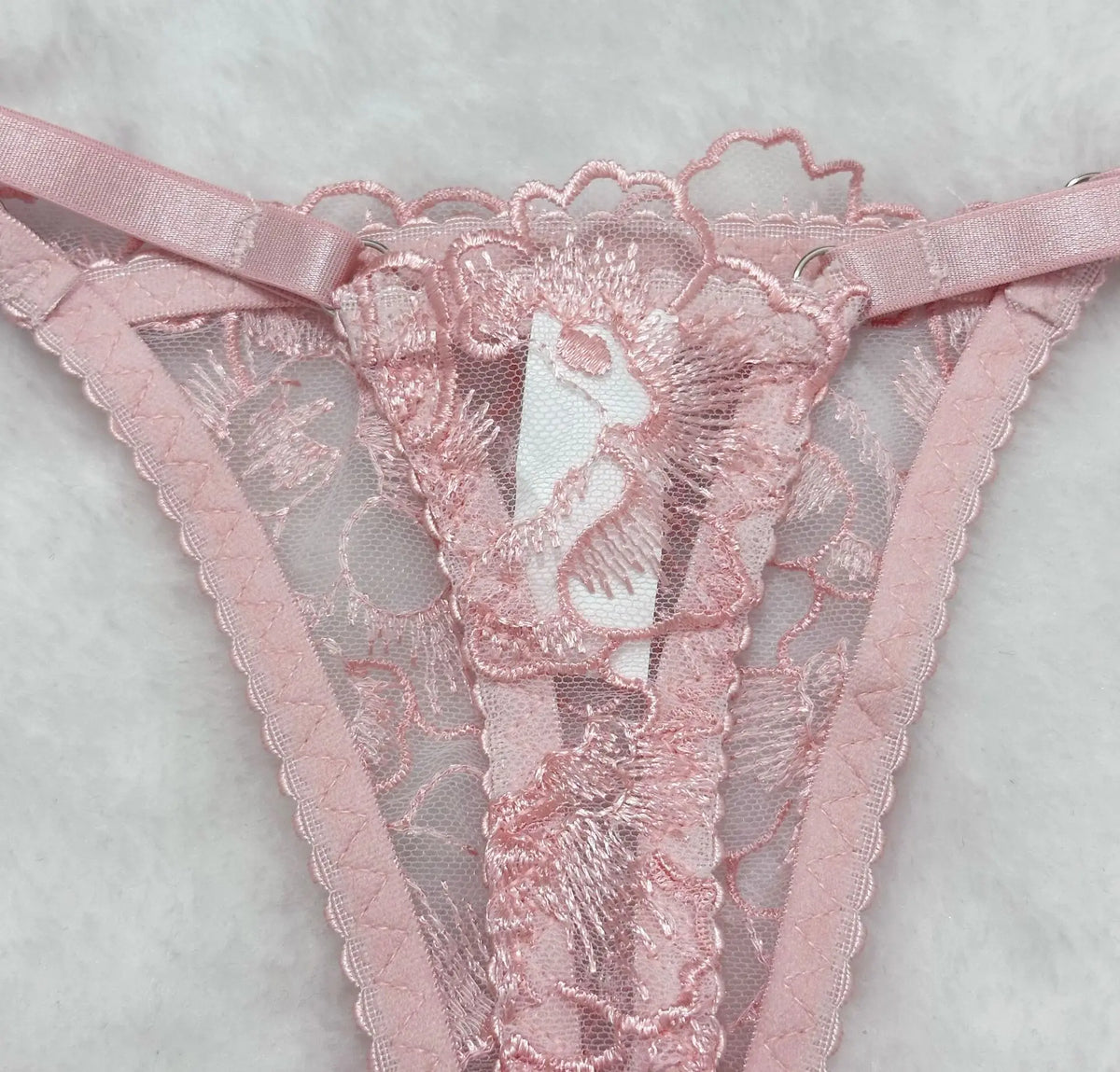 sexy lingerie embroidered see-through mesh bra with underwire four-piece set