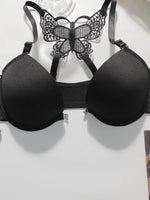 Hot selling 2-piece set of sexy red front button braissere beautiful back butterfly fashion bra push up women's set A2120