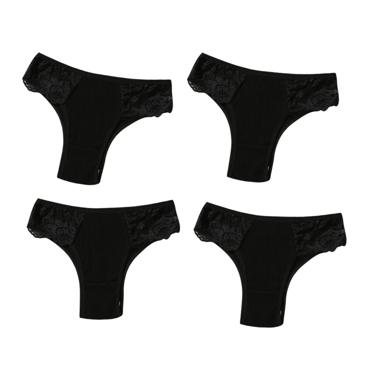 4Pcs/Set Women Cotton Low-Rise Briefs Lace Trims Brazilian Panties Sexy Lingerie Stretchy Underwear Female Underpants S-L
