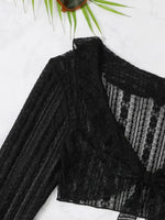 Vintage Swimwear Women Long Sleeve Ruffles Cover Up Skirt 4 Piece Bikini Set 2025 Push Up Beach Bathing Suit High Waist Swimsuit