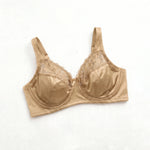 Plus Size Women Satin Lace Bra Underwired Unlined Ultra Thin Full Cup Brassiere Adjustable Wide Straps 3 Hooks Minimizer Large S