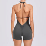 Women's High Elasticity One-Piece Fitness Jumpsuit - Tight Peach Hip Jumpsuit & Air Back Yoga Pants for Workout Gym Running