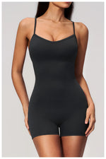 New Cross Back Yoga Jumpsuit Women Tight Sleeveless Hollow Out Sports One Piece Suit Butt-Lifting Shorts Fitness Bodysuits