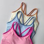 Women's Summer Shock-absorbing Running Yoga Tank Top with a Beautiful Contrasting Sports Bra and a Professional Pilates Bra