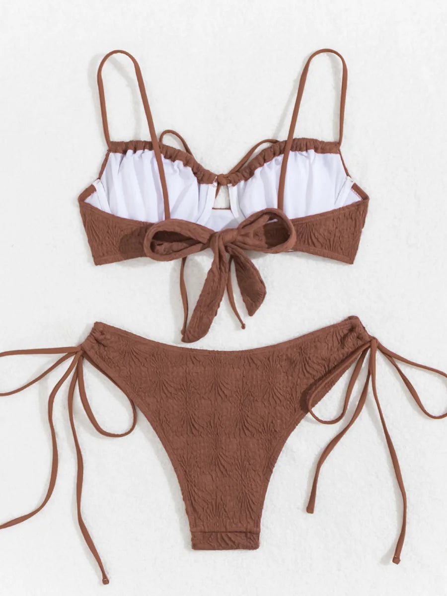 Wrinkled Underwried Bikinis 2026 Knotted Bikini Women Swimwear Female Swimsuit Two-pieces Bikini Set Push Up Bathing Suit Swim
