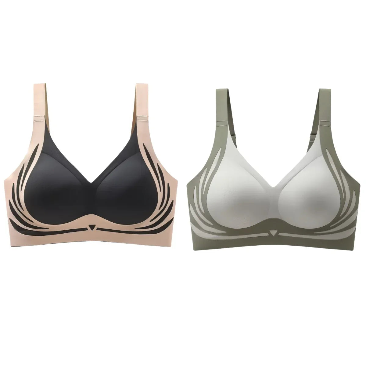 2Pcs/Set Non-wire Push-Up Bras Women's Anti-sagging Lift-up Bra Side Support Adjustable Straps No Show Plus Size Underwear M-4XL