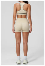 Summer New Color Contrast Yoga Set Women Tight I-shaped Back Sports Bra Versatile Fitness Suit High Waist Shorts Workout Clothes