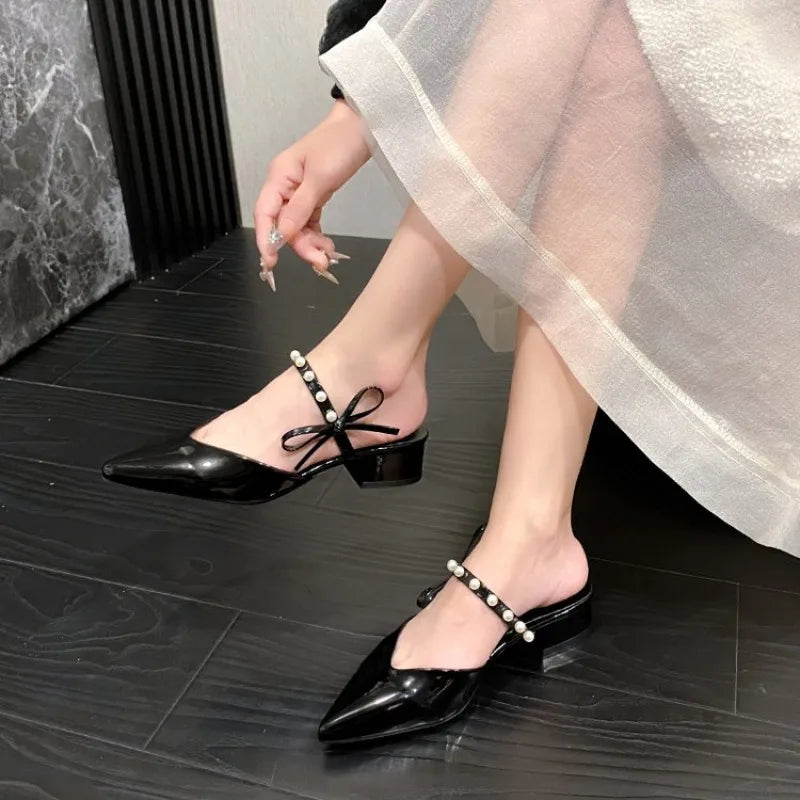 High HeeleWomen Slippers Closed Modern Slides Summer Shoes Women Sandals Pointed Toe Slippers