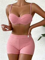 White Swimwear Female Two Pieces Tankini Sets 2024 New Sports Push Up Swimsuit Women Beach Wear Swimming Bathing Suits Shorts