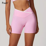 Women Gym Shorts Fitness Sports Biker Shorts V Waist Band Yoga Shorts Workout Tights Scrunch Butt Seamless Leggings Woman Pants