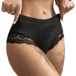1pcs Mid Waist Lift Buttocks Sexy Women Black Panties Embroidery Floral Ribbed Lady Briefs Breathable Comfort Female Underpants