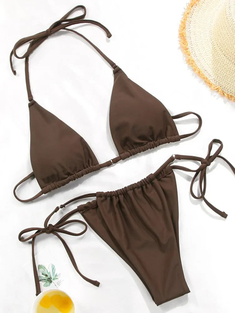 2025 Polka Dot Mini Micro String Bikini Women Swimsuit Female Bikinis Brazilian Swimwear Two Pieces Bikini Set Bathing Suit Swim
